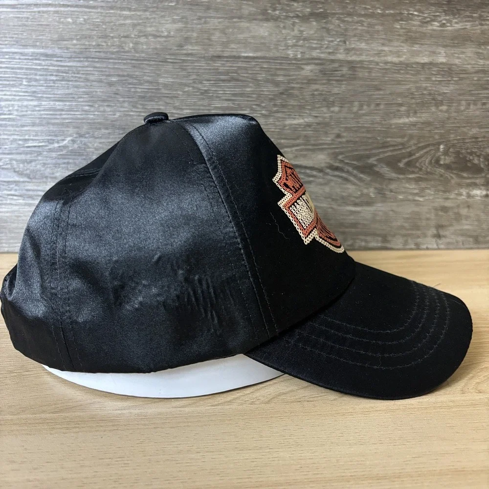 Harley-Davidson Hat Strap Back Girls Black Nylon Sequin Motorcycle Biker